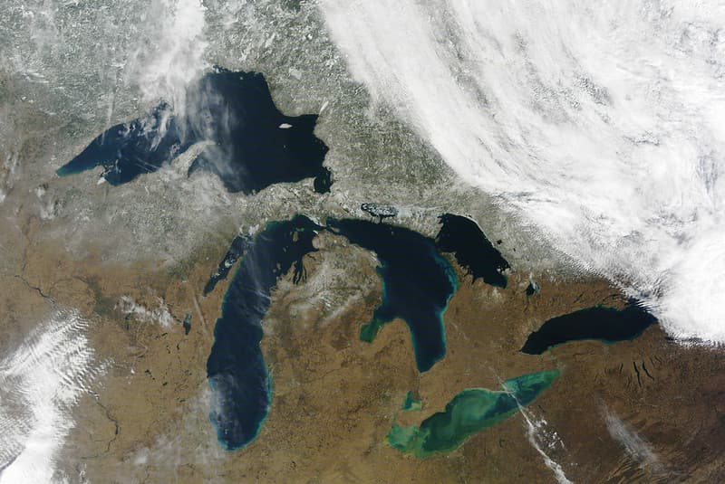 Great Lakes Basin MODIS satellite image