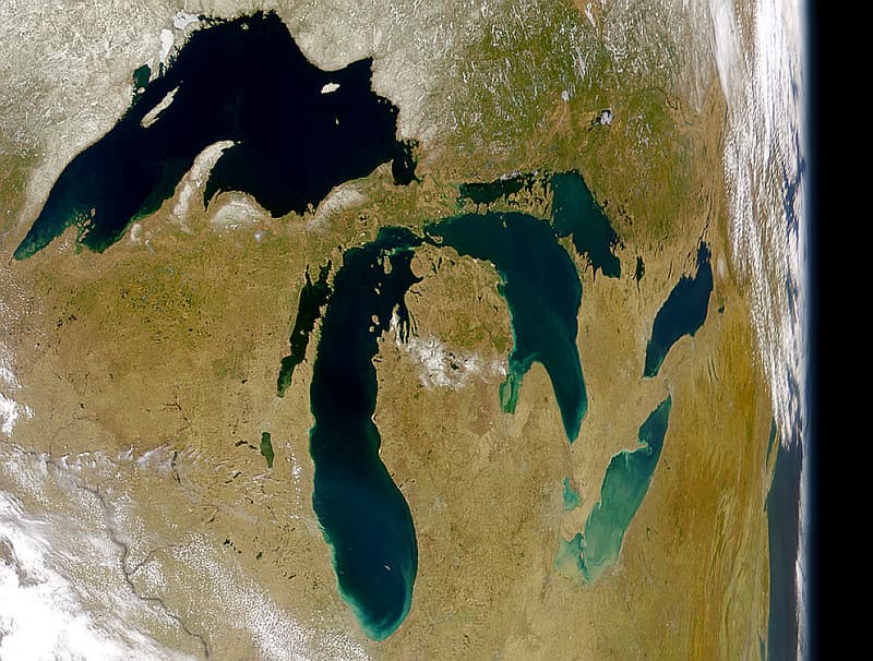 Great Lakes Basin MODIS satellite image