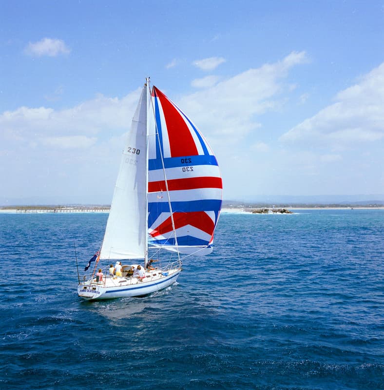 Boat sailing at the Southport Bar, 14 March 1986