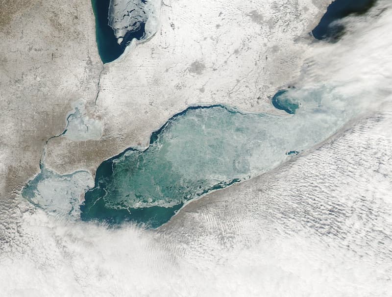 MODIS satellite image of the Great Lakes ice