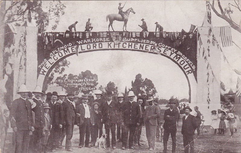 WELCOME TO LORD KITCHENER AT SEYMOUR ARMY CAMP, VICTORIA - 1910