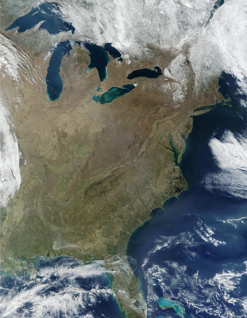 Great Lakes Basin MODIS satellite image