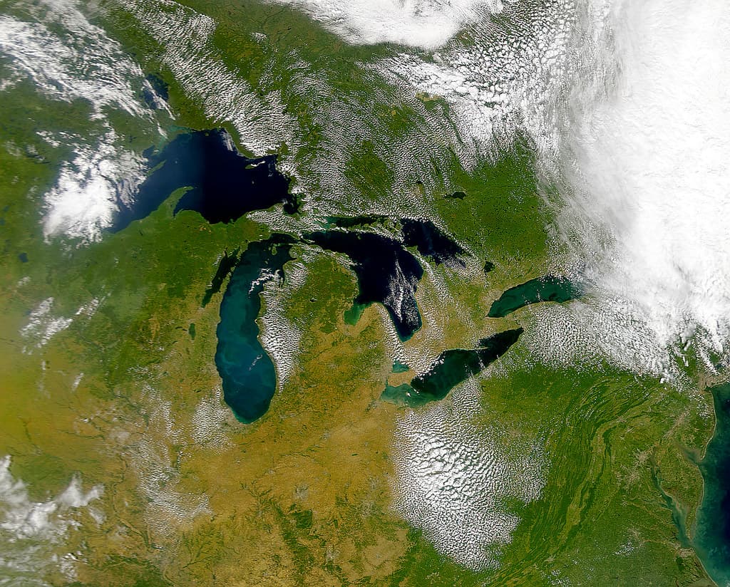 Great Lakes Basin MODIS satellite image