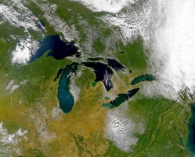 Great Lakes Basin MODIS satellite image