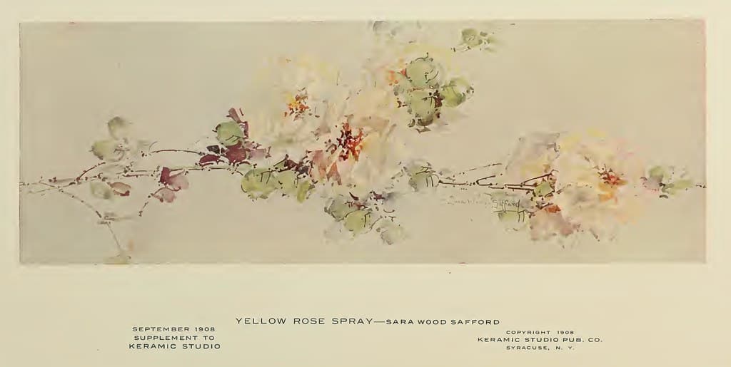 1908 Yellow Rose Spray Keramic Studio