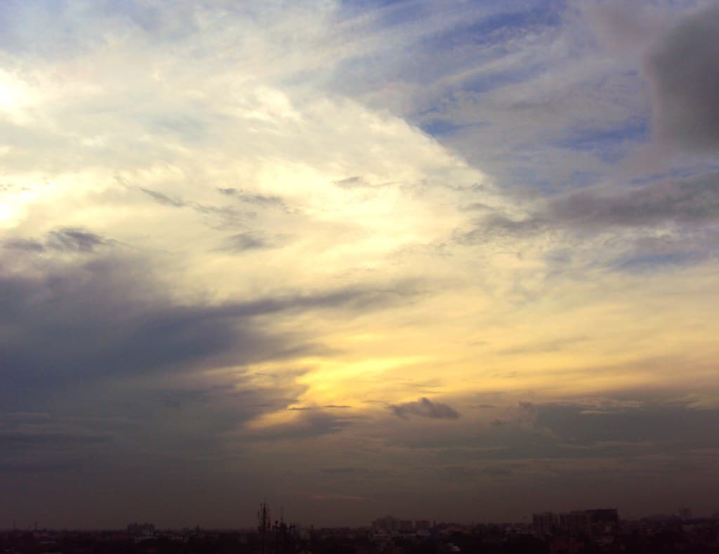 Monsoon clouds at sunset