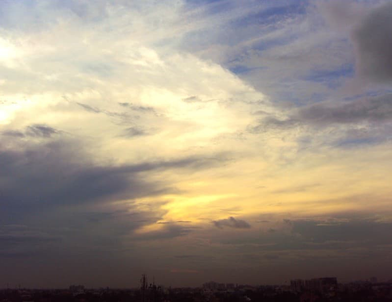 Monsoon clouds at sunset