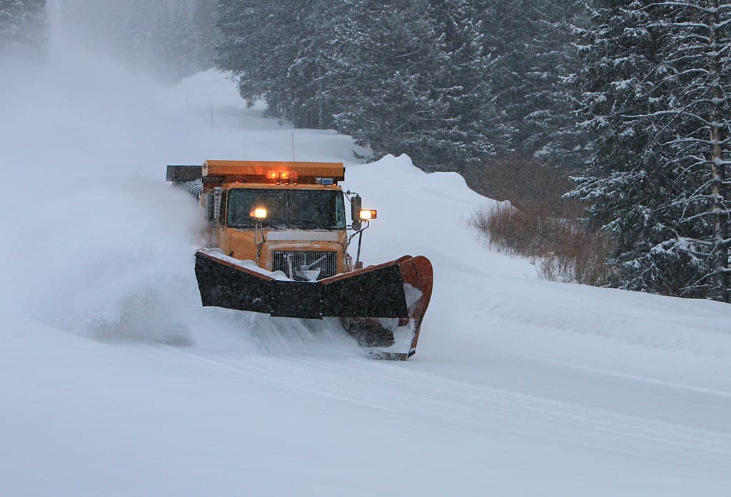 Snow plow outside of Northeast Entrance