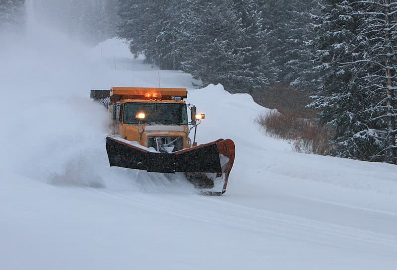 Snow plow outside of Northeast Entrance