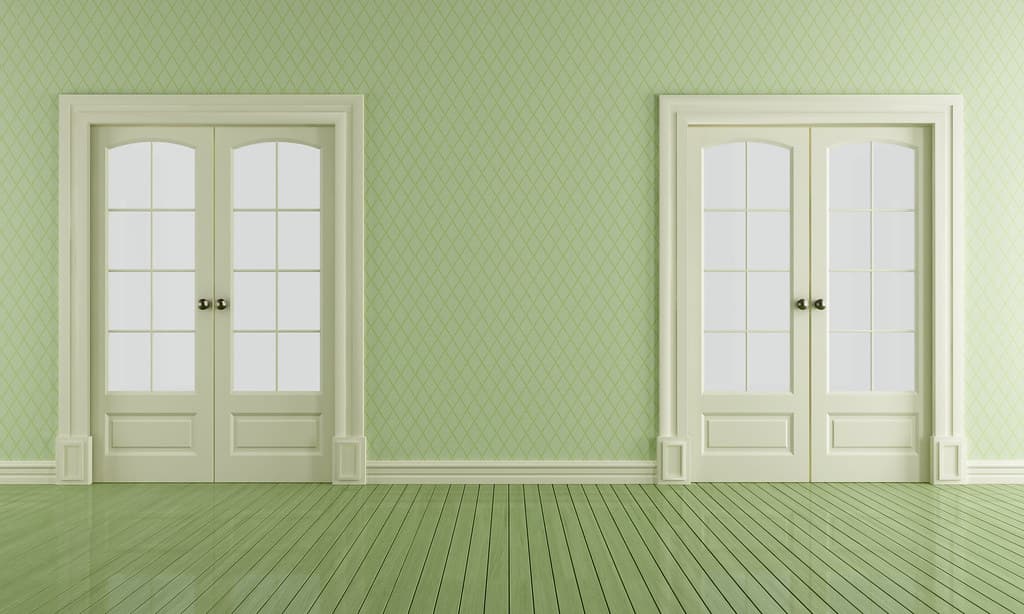 Green vintage room with sliding doors