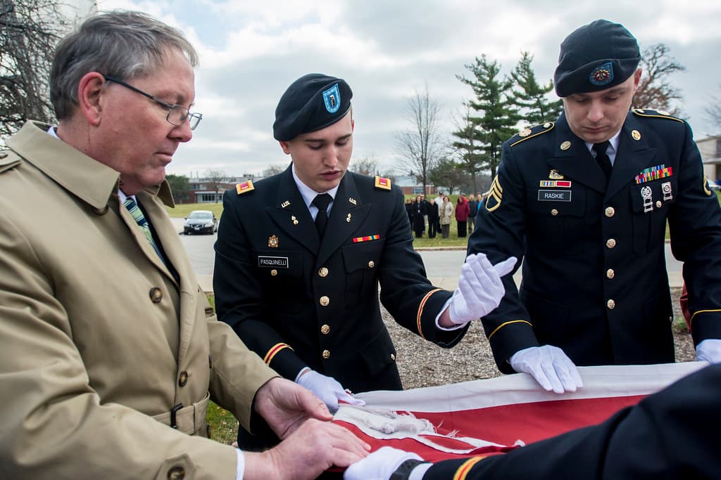 Army Reserve troops retire flag at Argonne National Laboratory