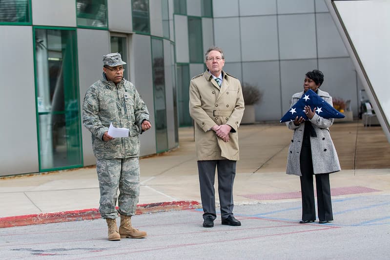 Army Reserve troops retire flag at Argonne National Laboratory