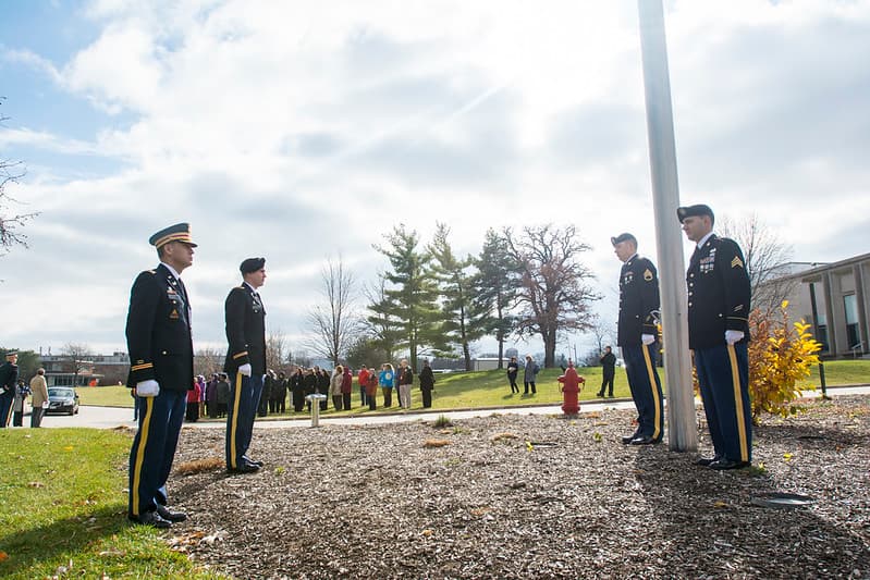 Army Reserve troops retire flag at Argonne National Laboratory