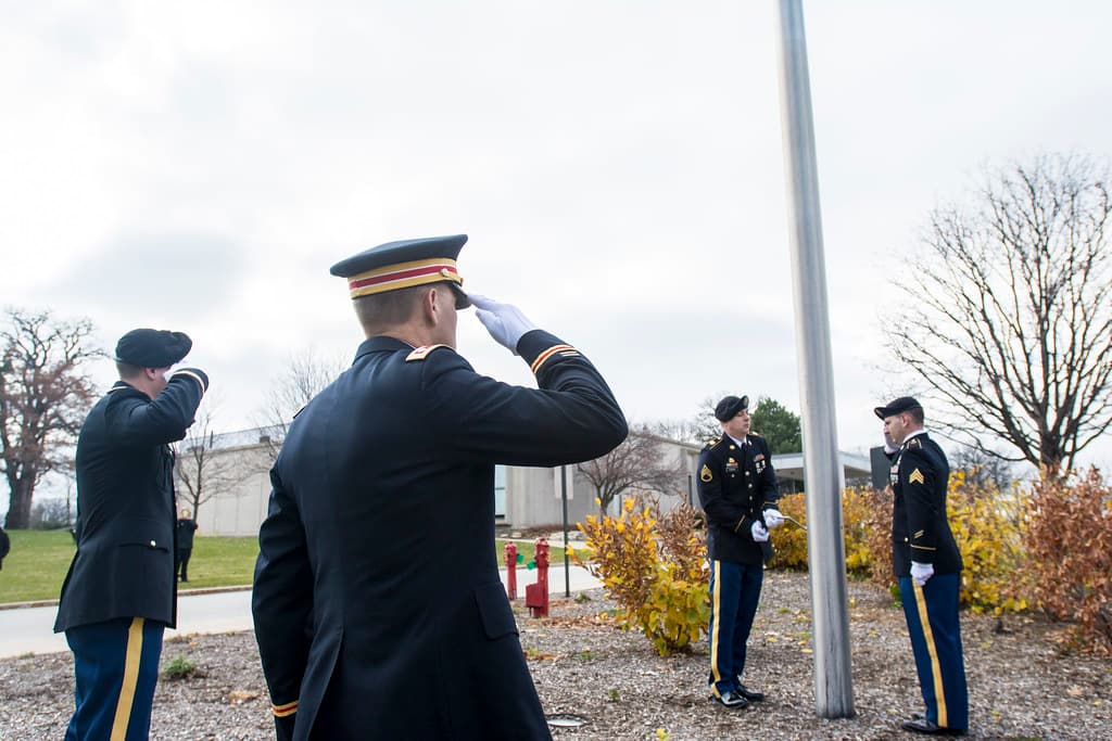 Army Reserve troops retire flag at Argonne National Laboratory