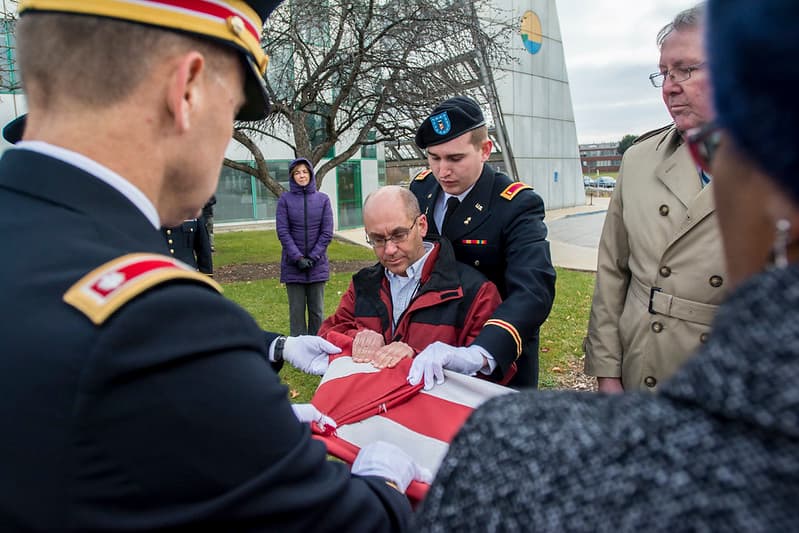 Army Reserve troops retire flag at Argonne National Laboratory