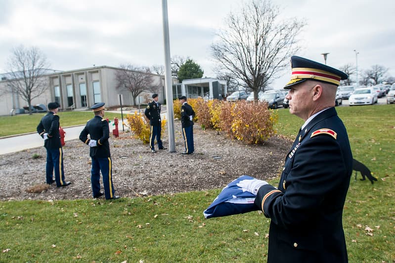 Army Reserve troops retire flag at Argonne National Laboratory