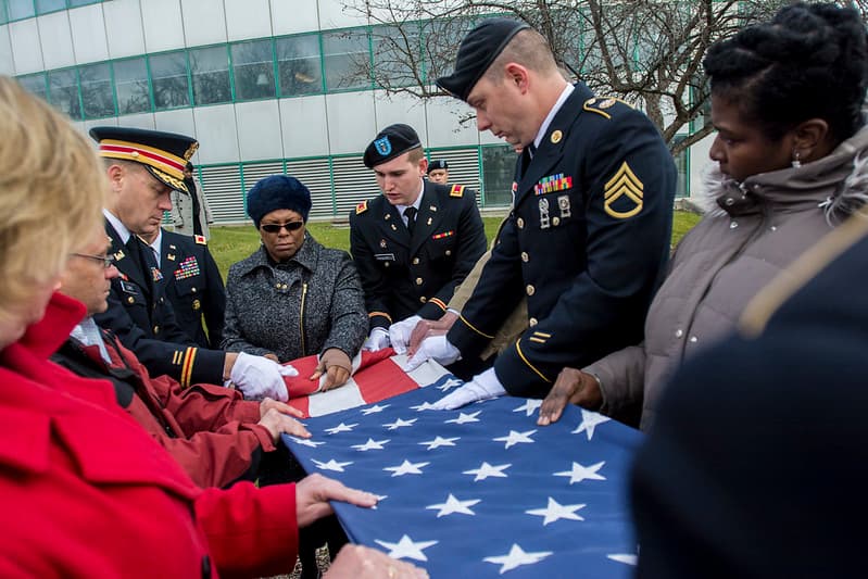 Army Reserve troops retire flag at Argonne National Laboratory