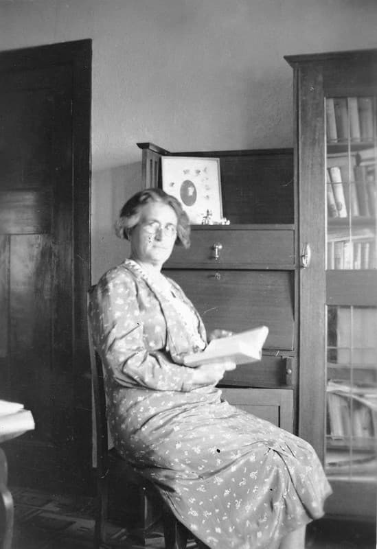Woman Sitting at Desk in Parlour, Oakleigh, 1924