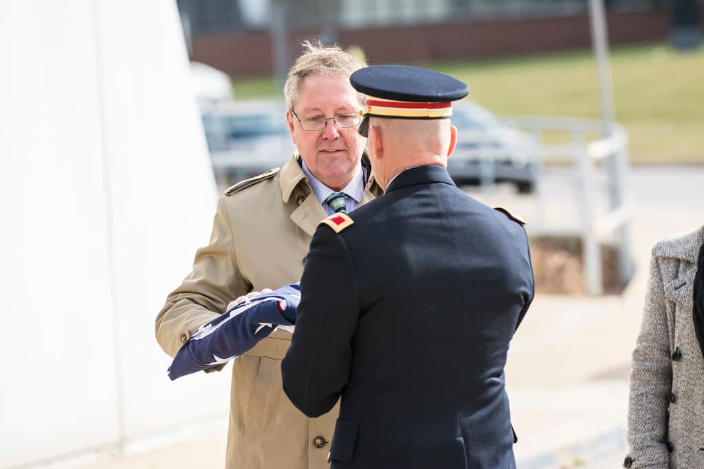 Army Reserve troops retire flag at Argonne National Laboratory