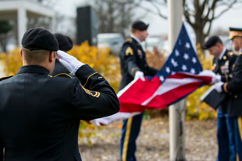 Army Reserve troops retire flag at Argonne National Laboratory
