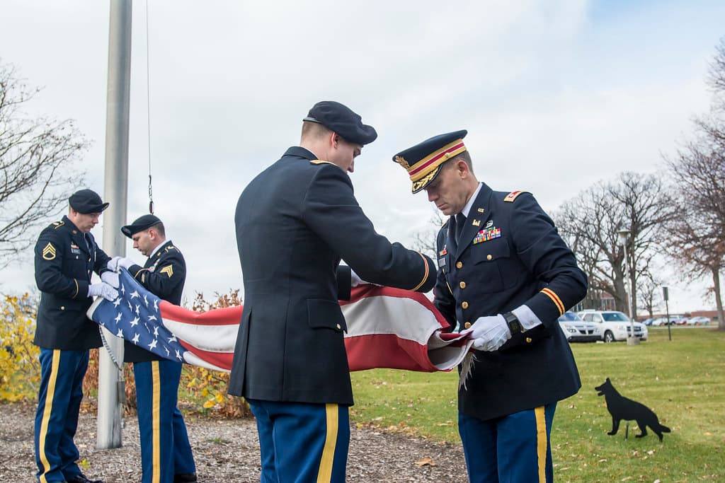 Army Reserve troops retire flag at Argonne National Laboratory