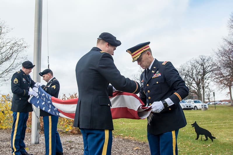 Army Reserve troops retire flag at Argonne National Laboratory