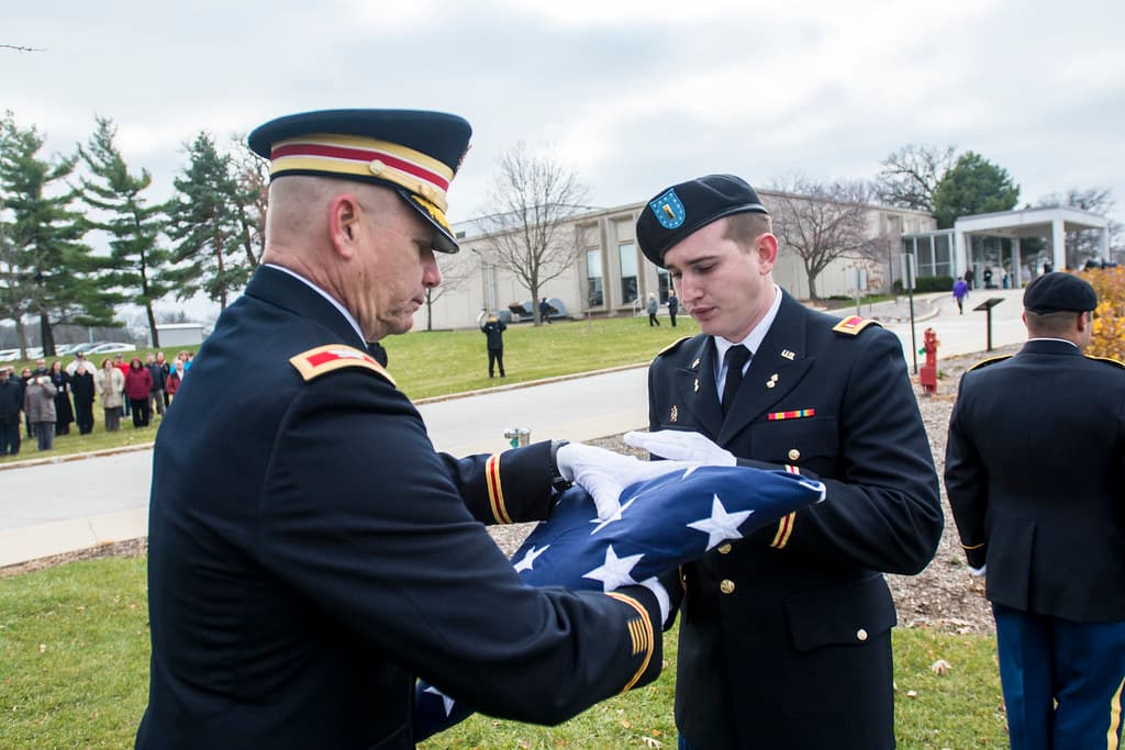 Army Reserve troops retire flag at Argonne National Laboratory