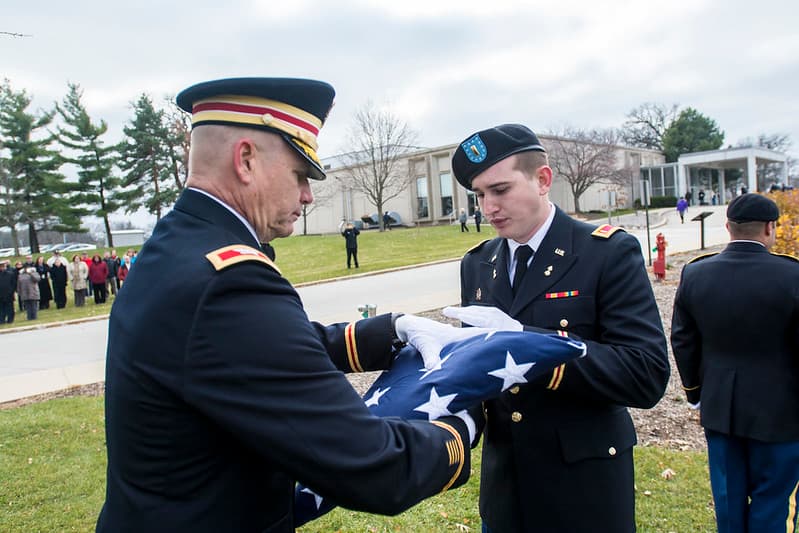 Army Reserve troops retire flag at Argonne National Laboratory