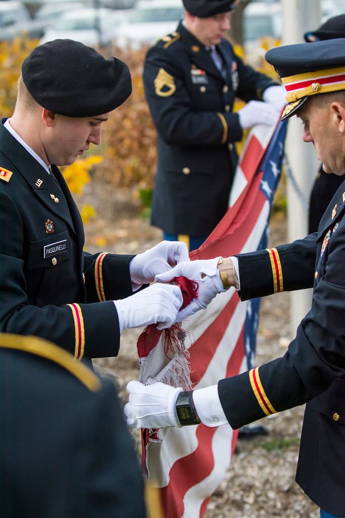 Army Reserve troops retire flag at Argonne National Laboratory