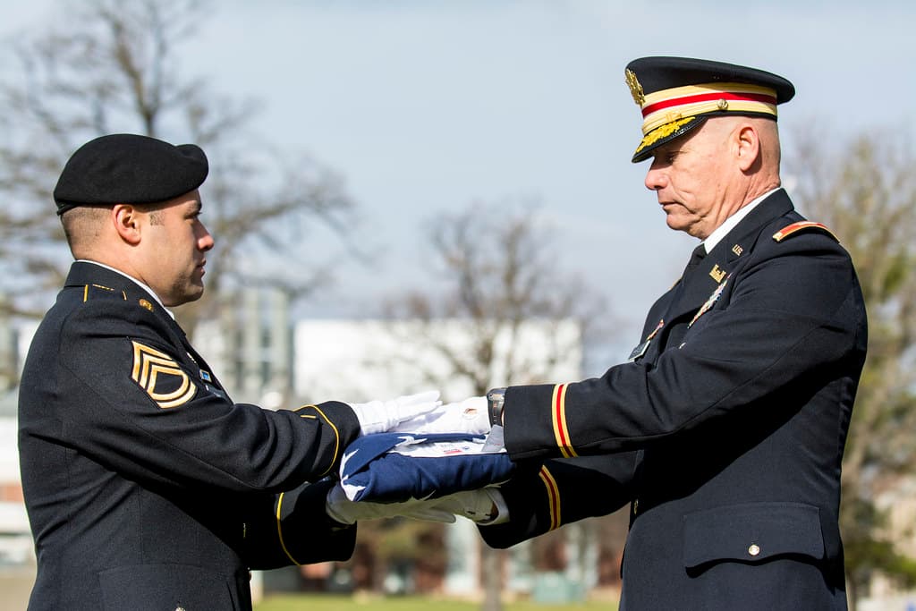 Army Reserve troops retire flag at Argonne National Laboratory