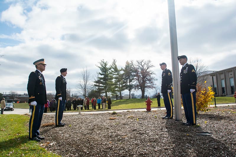 Army Reserve troops retire flag at Argonne National Laboratory