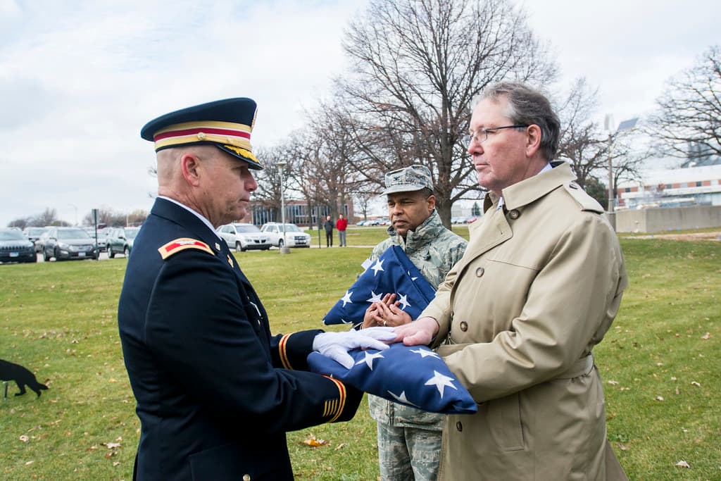 Army Reserve troops retire flag at Argonne National Laboratory