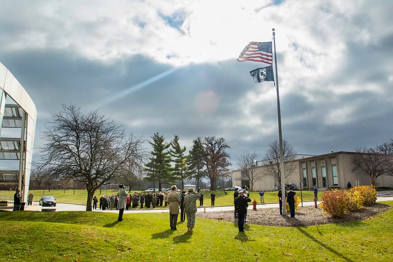 Army Reserve troops retire flag at Argonne National Laboratory
