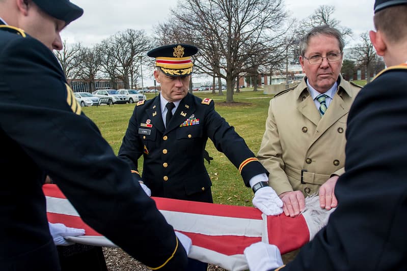 Army Reserve troops retire flag at Argonne National Laboratory