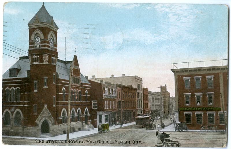 King Street Showing Post Office in Berlin, Ontario (Kitchener) (front)