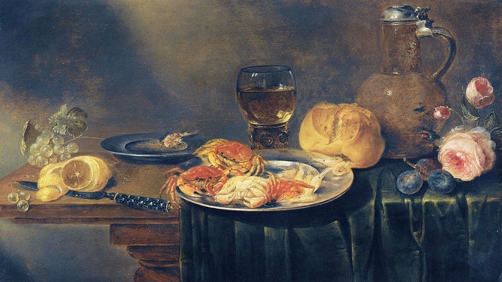 Alexander Adriaenssen Still Life with Roses, a Jug, a Loaf of Bread