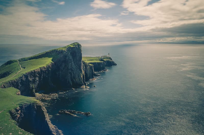 Landscape of Ocean Cliffs with Lighthouse