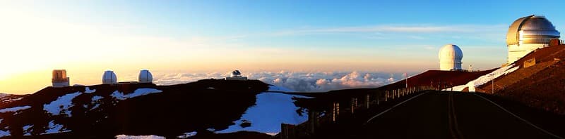 Telescopes on Mauna Kea at sunset