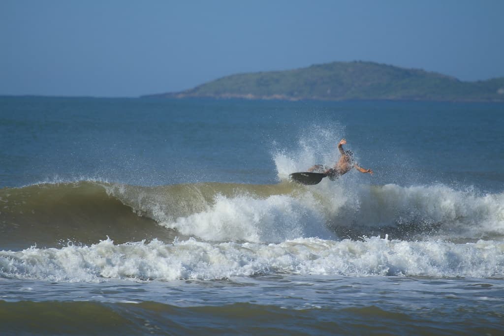 Surfer Surfing on Ocean Waves
