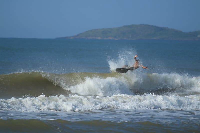 Surfer Surfing on Ocean Waves