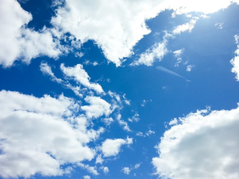 Blue Sky with Puffy White Clouds