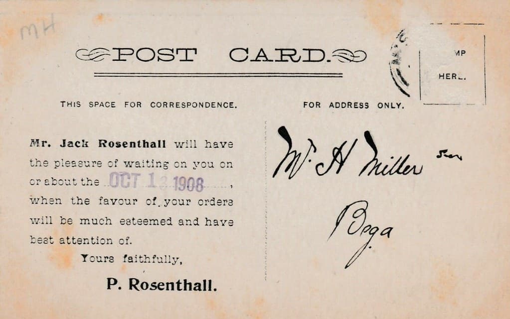 Rosenthall's furniture shop in Bega, N.S.W. - circa 1908 - reverse