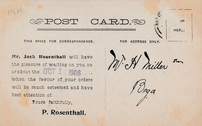 Rosenthall's furniture shop in Bega, N.S.W. - circa 1908 - reverse