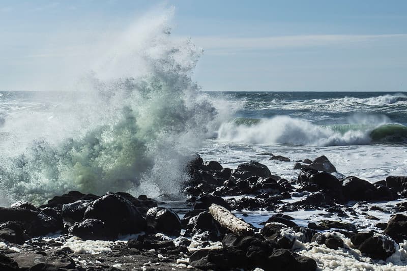 Big waves with light coming through, Oregon coast.