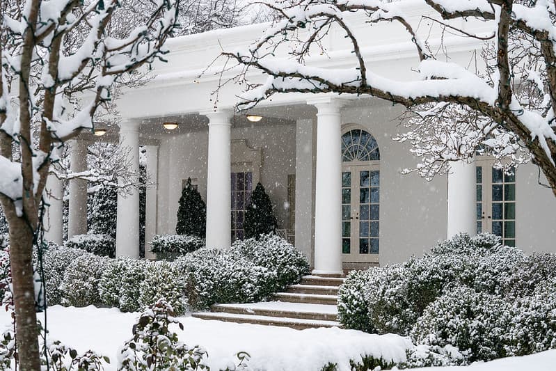 The White House Grounds Covered in Snow on January 13, 2019