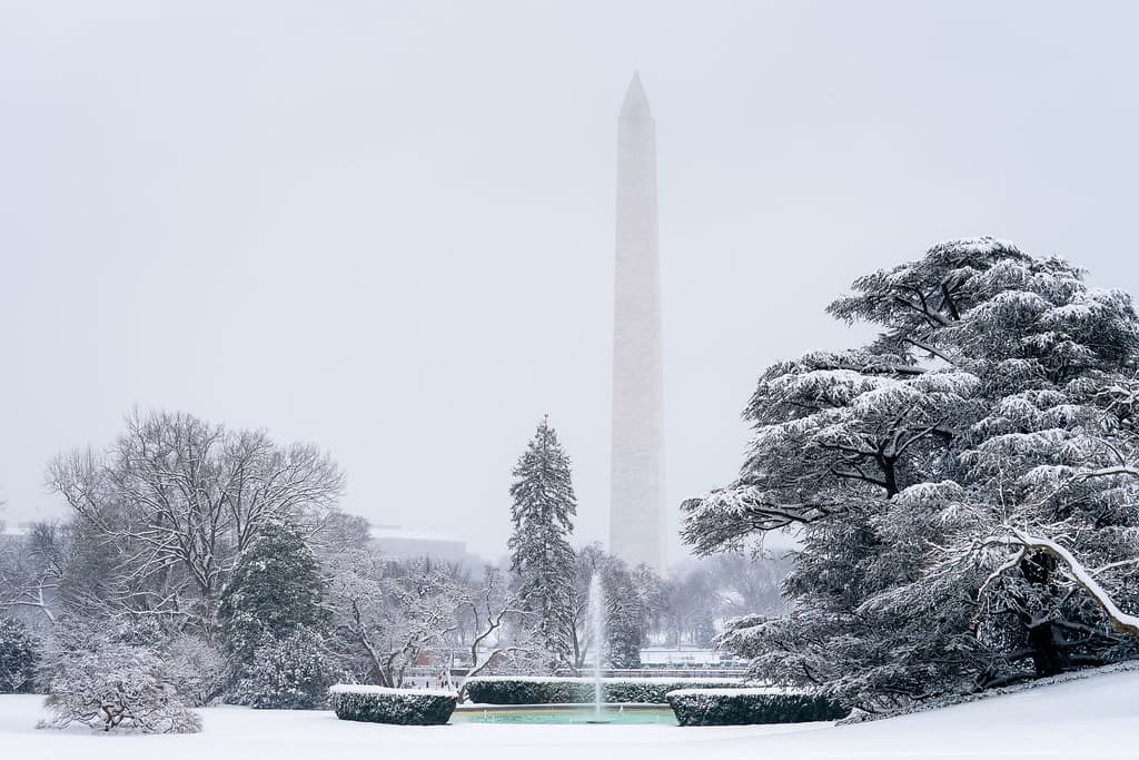 The White House Grounds Covered in Snow on January 13, 2019