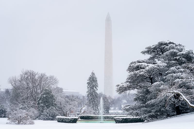 The White House Grounds Covered in Snow on January 13, 2019
