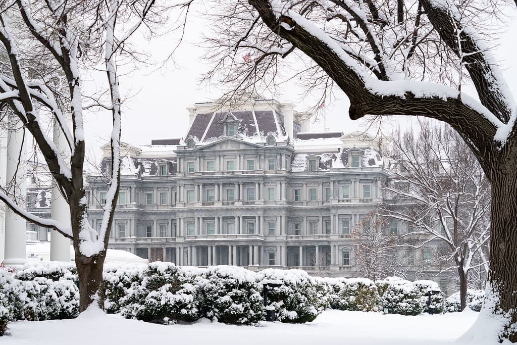 The White House Grounds Covered in Snow on January 13, 2019