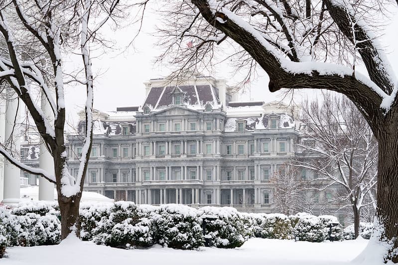 The White House Grounds Covered in Snow on January 13, 2019