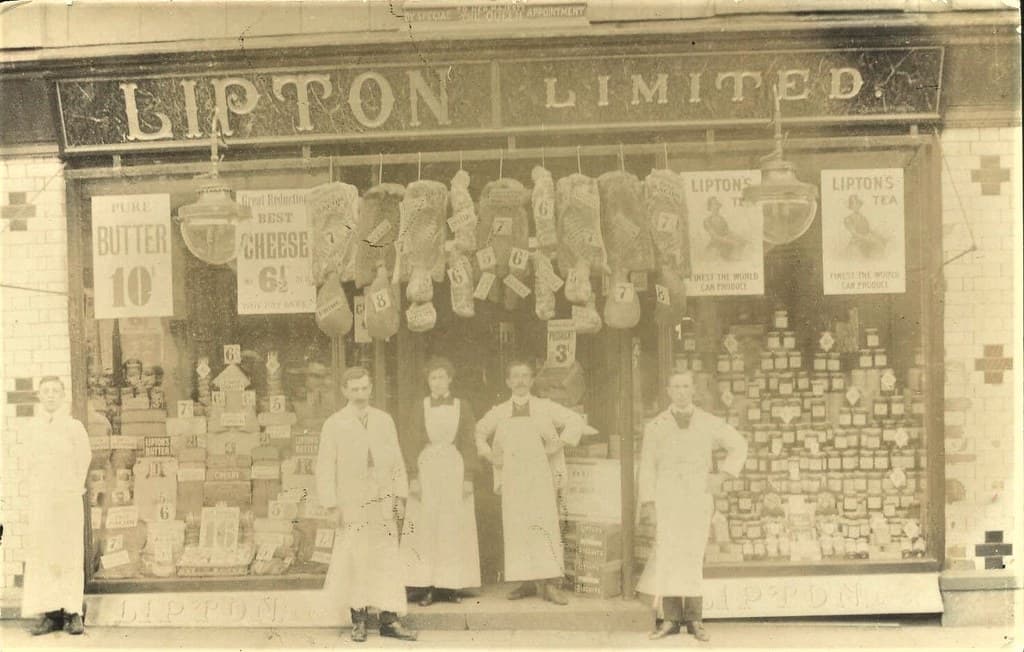 DOWLAIS Area Lipton Ltd Shop Front with Staff RP WALES 1907